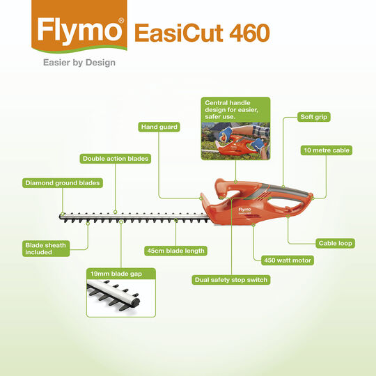 Flymo EasiCut 460 Hedge Trimmer image number null